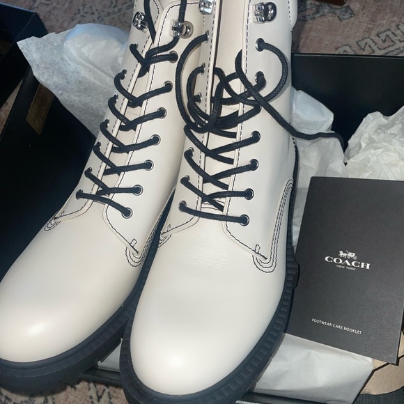 Coach White Leather Boots - Picture 1 of 6